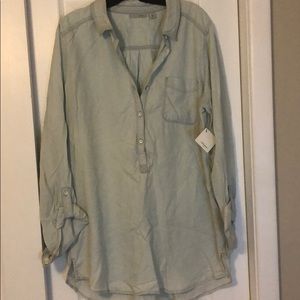 Halogen chambray tunic length shirt xl NWT